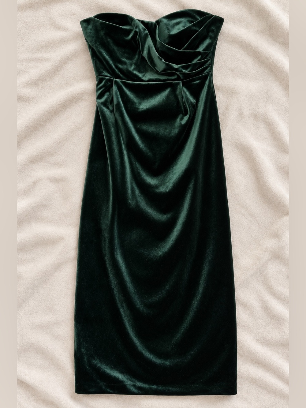 Express Emerald Green Velvet Strapless Midi Dress Size S NWT